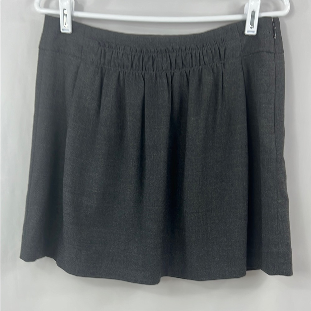 J. Crew Gray Smocked Y2K Preppy Mini Skirt‎ Wool Blend with Pockets Size 6